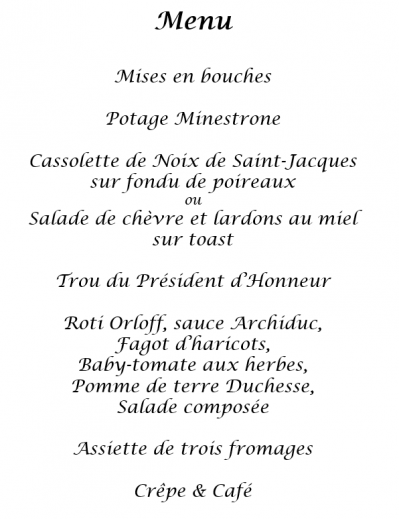 Menu banquet 2019
